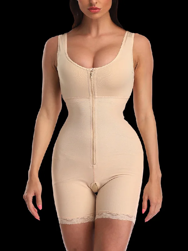 seamless bra with underwire supportZipper Full Body Women Waist Trainer Compression Shapewear