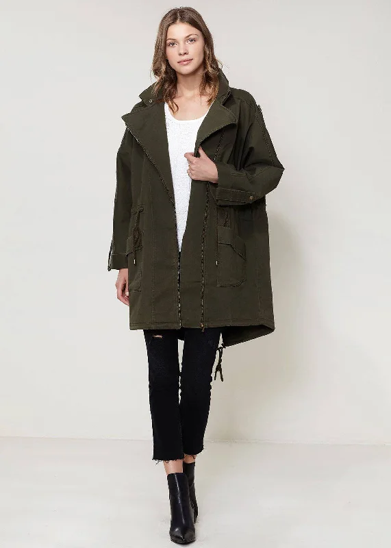 Women's Coats with Fur Trimmed BeltWomen's Oversized Utility Jacket In Olive