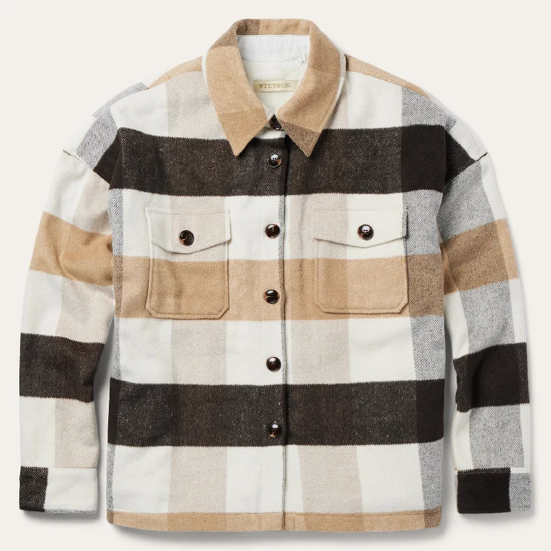 Women's Button-Up CoatsOversize Plaid Shirt Jacket