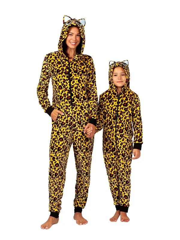 women's pajamas with cozy footiesMommy and Me Cheetah Onesie Pajama