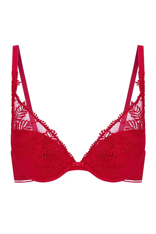 wireless bra with foam cups for shapePush-up Decollete Plong, Red