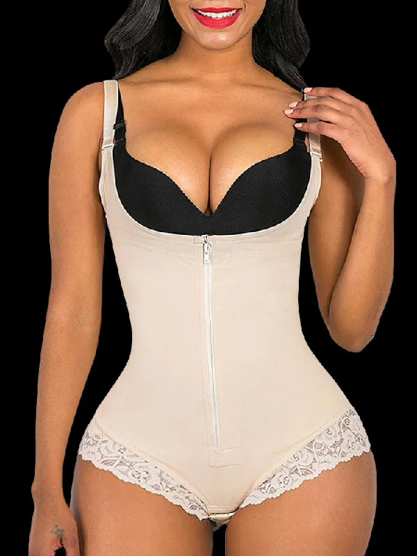 plus-size smoothing bra for dressesTummy Control Body Shaper Zipper Open Bust Bodysuit