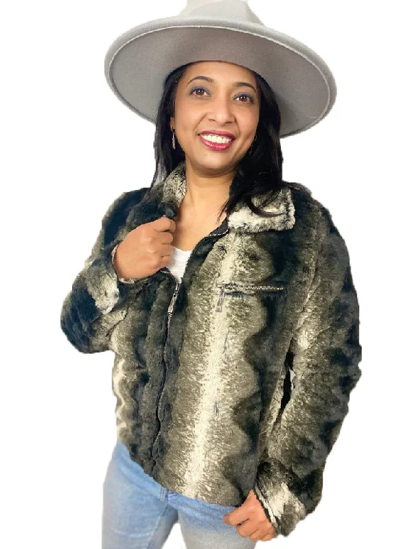 Women's Coats with Fur Trimmed BeltWomen's Faux fur Jacket (FF20606)