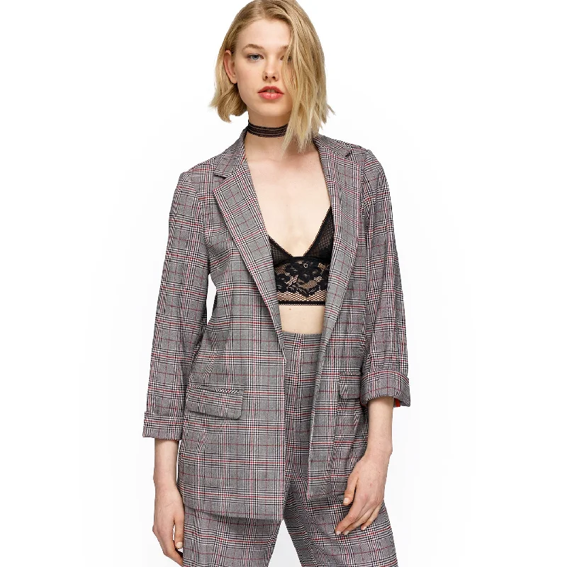 Women's Coats with SleevesWomen's Multi Glen Plaid Blazer In Grey Plaid