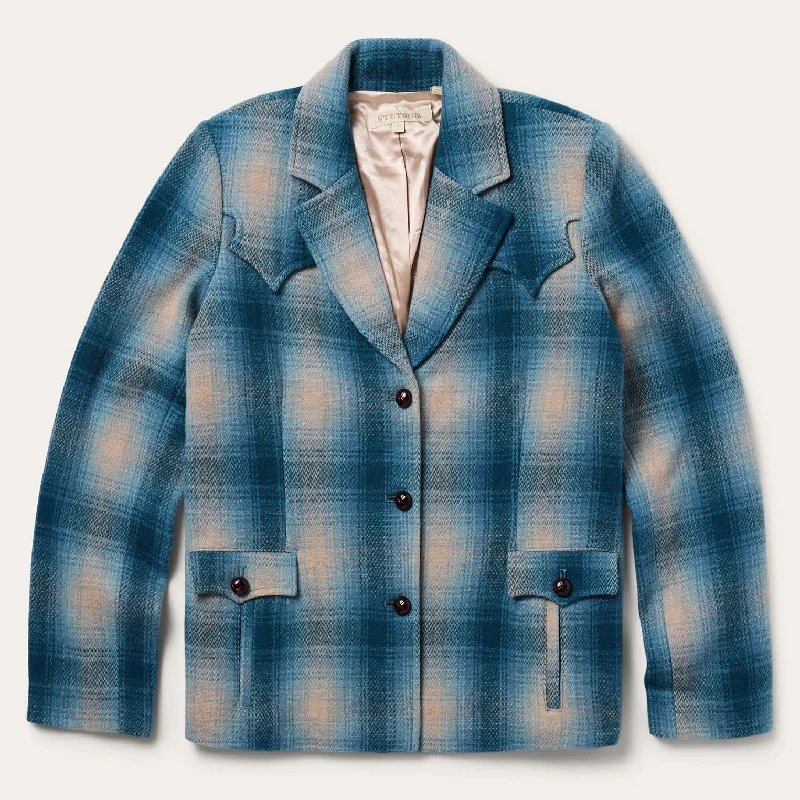 Women's Windbreaker CoatsWool Plaid Western Blazer