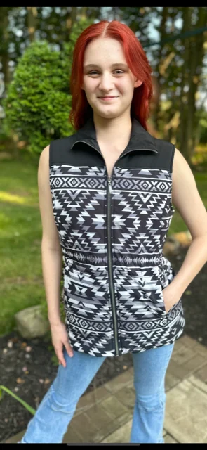 Women's Coats with Fur Trimmed CollarWestern Aztec Knitted Vest Style#-L-24129