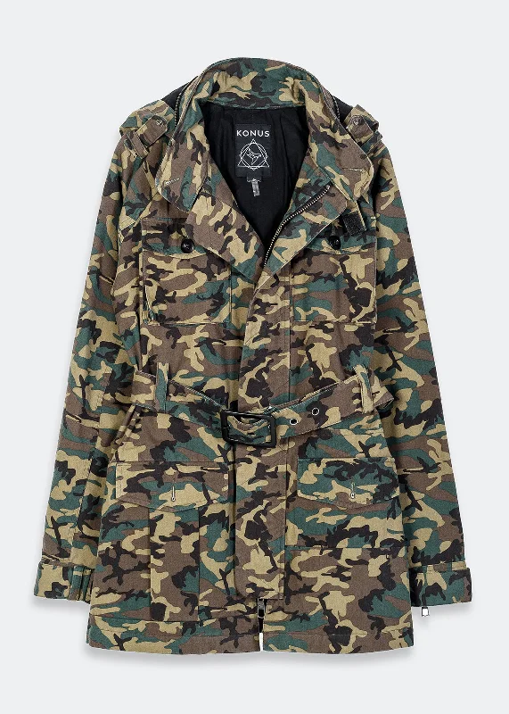 Women's Coats with Fur Trimmed ButtonsKonus Women's Camouflage Military Jacket