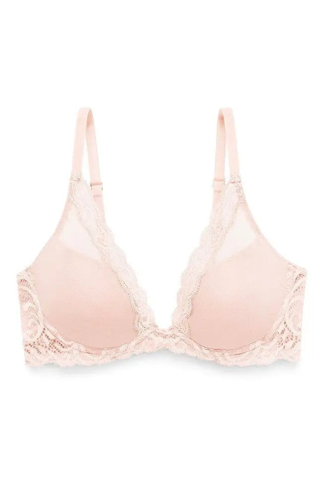 lace-up back bra for a custom fitNatori Feathers Contour Plunge Bra, Cameo Rose