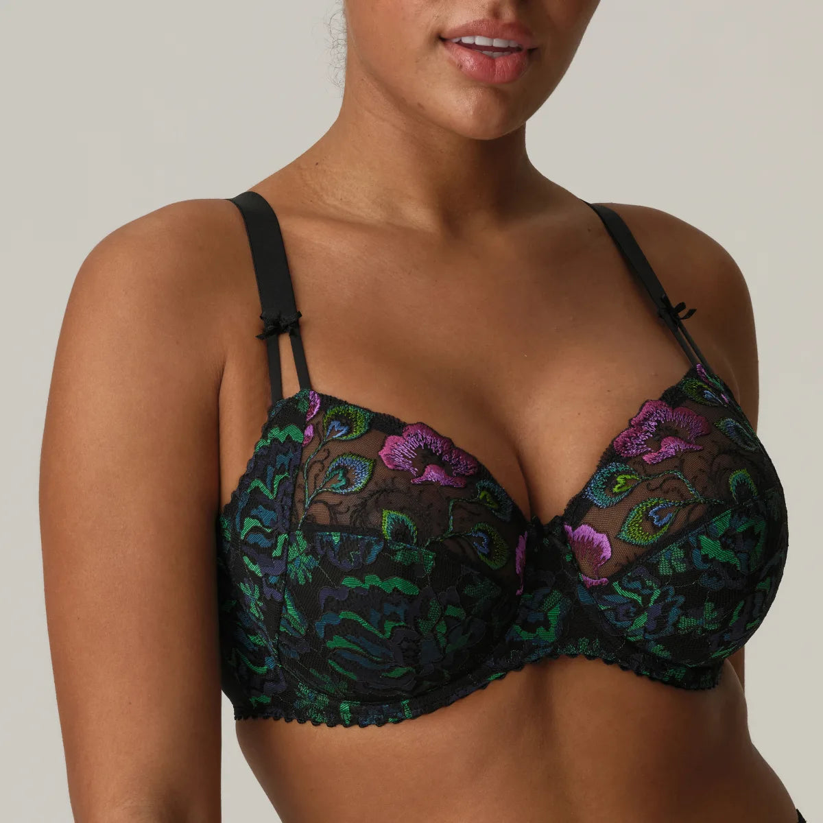 wireless bra with front closure for comfortPrima Donna Beugel BH - San Angel 0163490 - Peacock Feather