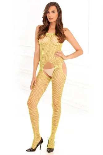 seamless bra for leotardsIndustrial Net Suspender Bodystocking  - One Size - Lime