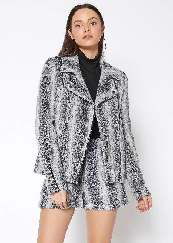 Women's Coats with Fur Trimmed CollarWomen's Brushed Wool Moto Jacket