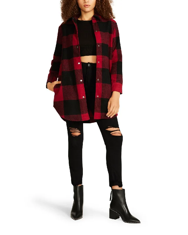 Women's Winter CoatsELDRIDGE PLAID COAT RED - SM REBOOTED