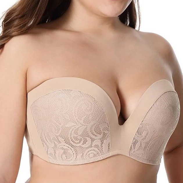 wireless mastectomy bra with soft cupsLightly Padded Lace Plunge Beige Bra