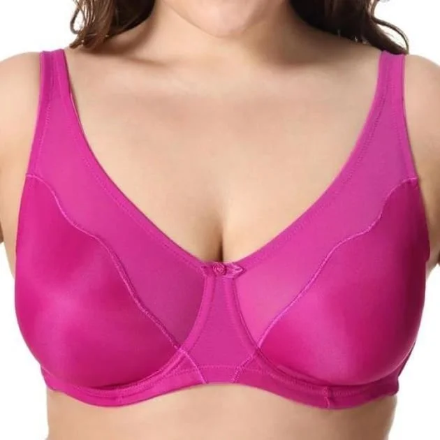 seamless underwire braV Neck Full Cover Non-Padded Fuchsia Bra