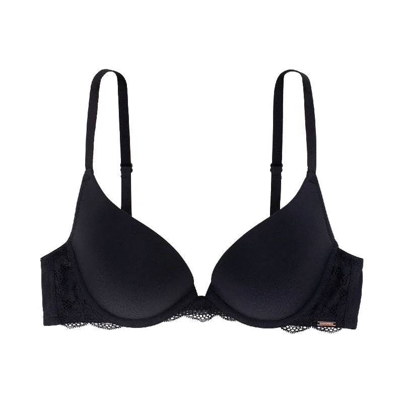 seamless bra with soft cups for all-day comfortPush up Plunge Bra, Black