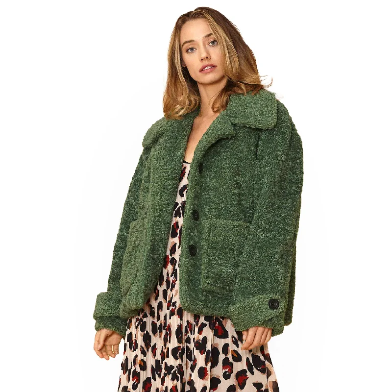 Women's Coats with Fur Trimmed ZipperWomen's Shearling Coat in Fall Forest