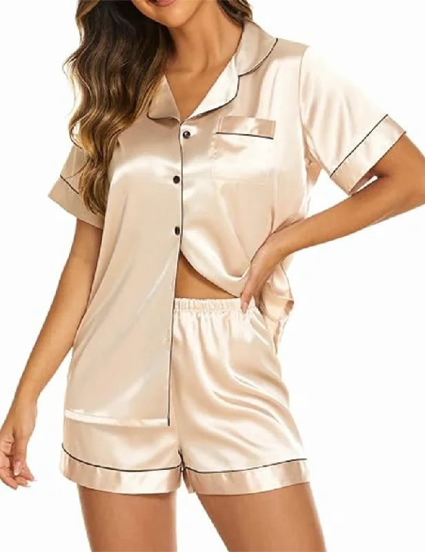 women's pajamas for those who cherish softness2 Piece Short Sleeve Button Down Loungewear