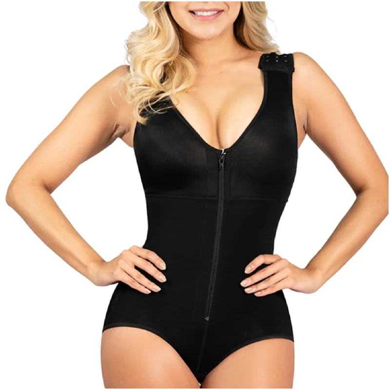 seamless bra with mesh lining for breathabilityDaily Shapewear Zipper V-neck Bodysuit