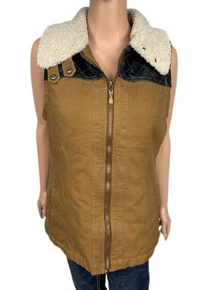 Women's Coats with Fur Trimmed SleevesWestern women's leather vest-C554-Vest