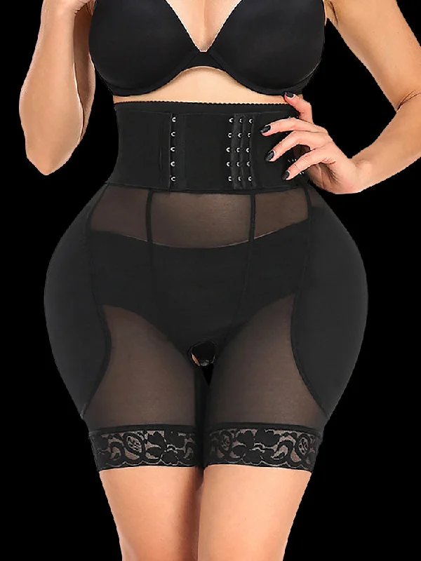 wireless bra with stretch fabricBreathable Mesh Adjustable Tight Waist Trainer Padded Butt Enhancer Shapewear