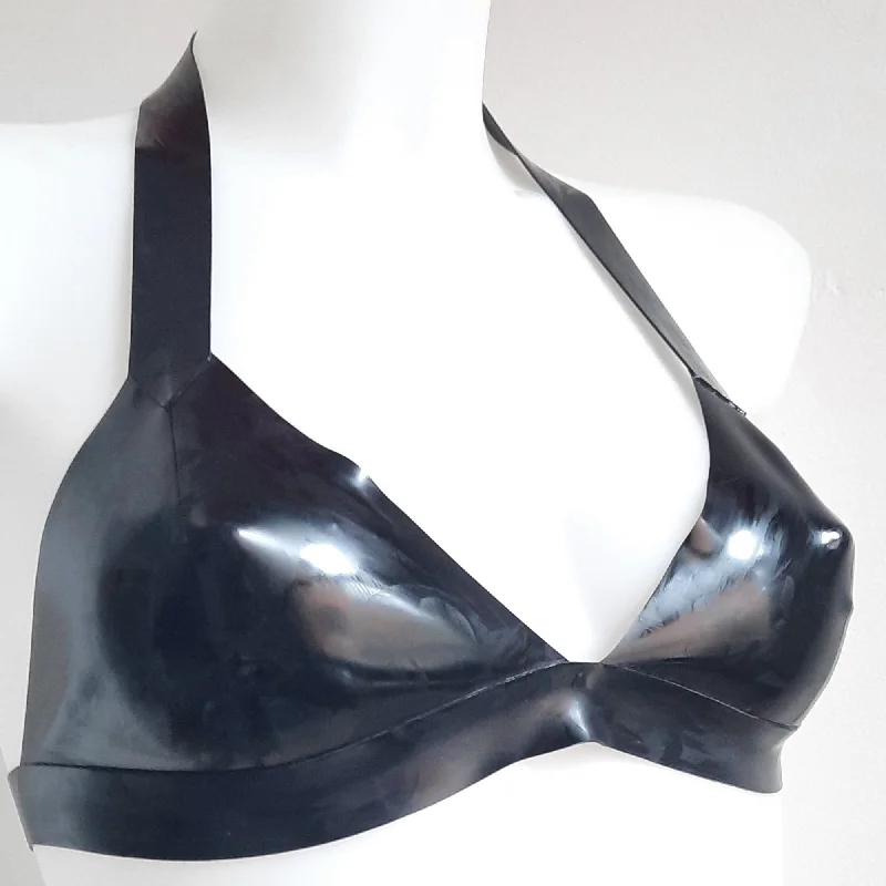 moisture-wicking sports braBlack Latex Bra Top Latex Bikini Soft Bra