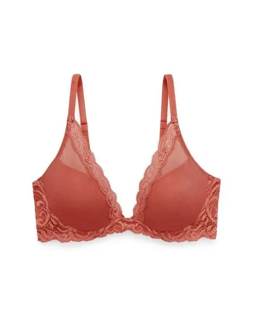 front-closure bra for easy dressingNatori Feathers Contour Plunge Bra, Sandy rose