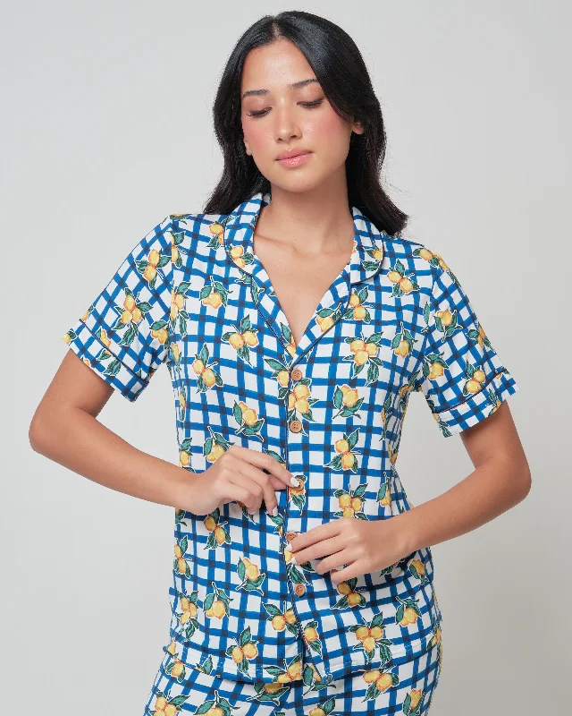 women's pajamas for ultimate relaxationUnisex Short Sleeves Button Down PJ Set, Limone