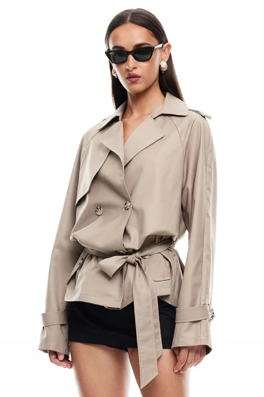 Women's Coats with SleevesLIONESS Cropped Trencherous Coat Mushroom