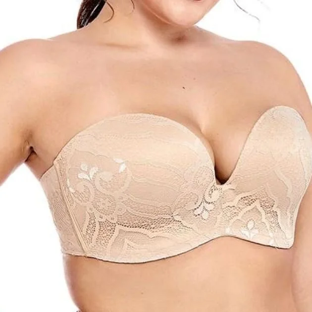 adhesive stick-on bra for special occasionsSexy Lace Lined Strapless Beige Lift Bra