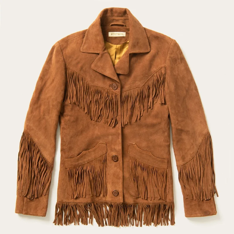 Women's Duffle CoatsLamb Suede Fringed Jacket