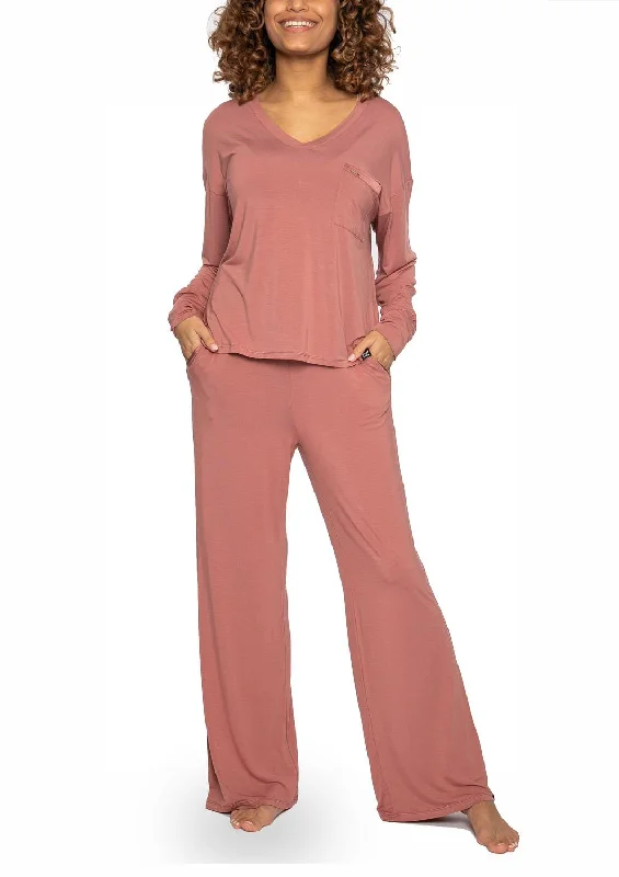 women's pajamas with built-in braPretty You London Bamboo Lounge Set