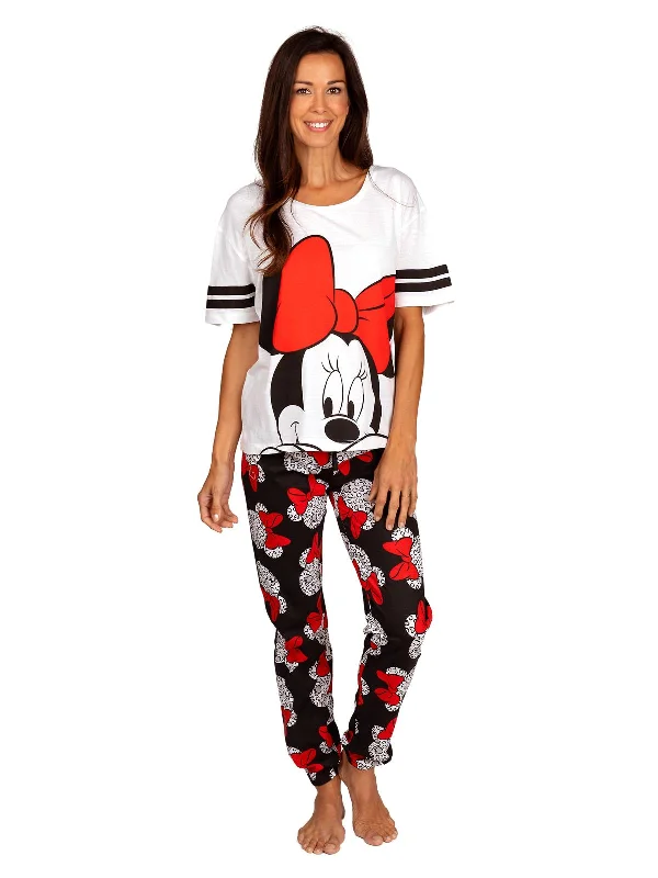 women's pajamas with built-in shortsDisney Minnie Mouse Women's 2 Piece Pajama Set Varsity Tee & Joggers