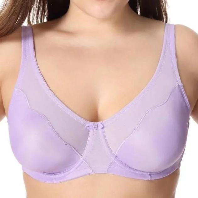 plus-size nursing bra with side supportV Neck Full Cover Non-Padded Plum Bra