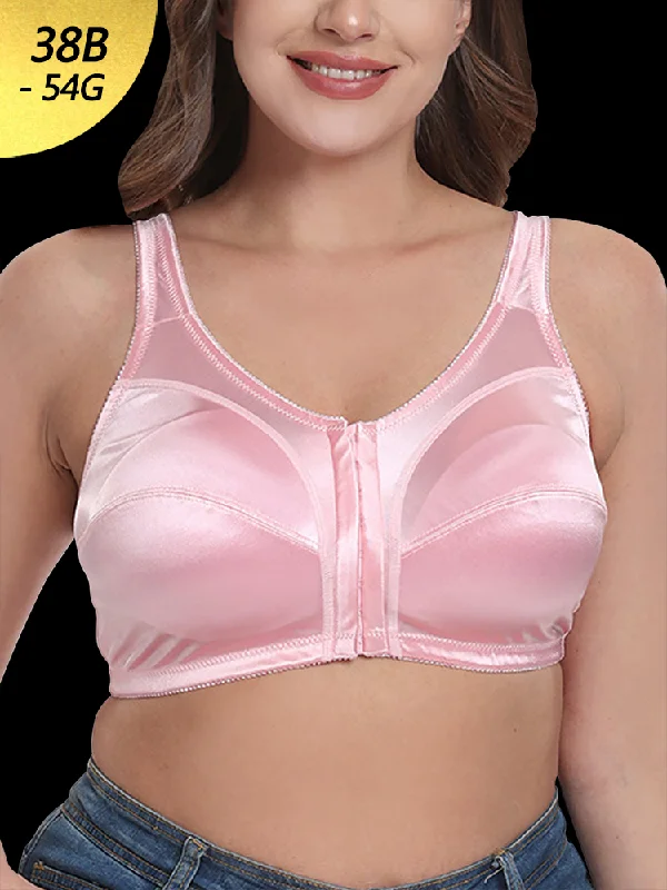 seamless bra with moisture-wicking fabricPlus Size Front Closure Natural Support Wireless Bra