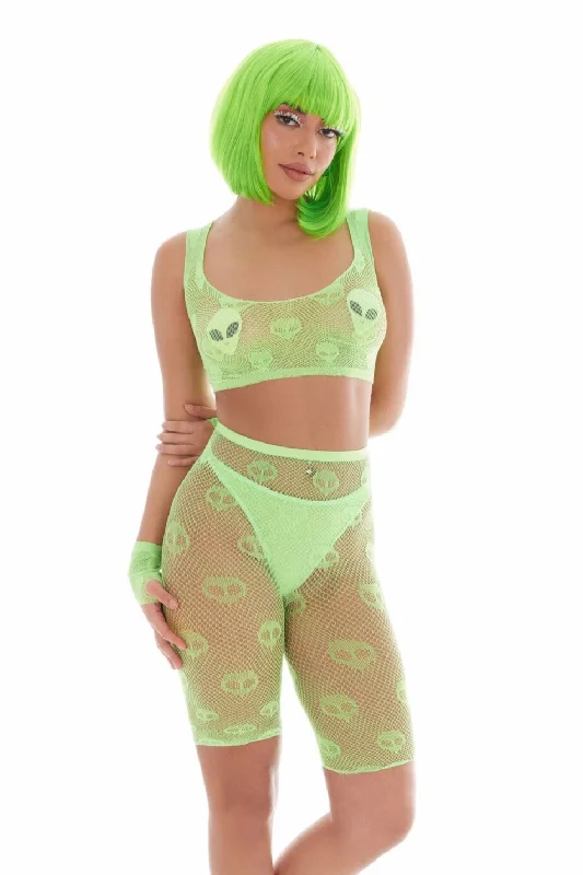 plus-size demi braKandi House Out of This World 5pc Alien Crop Top Shorts Set Green