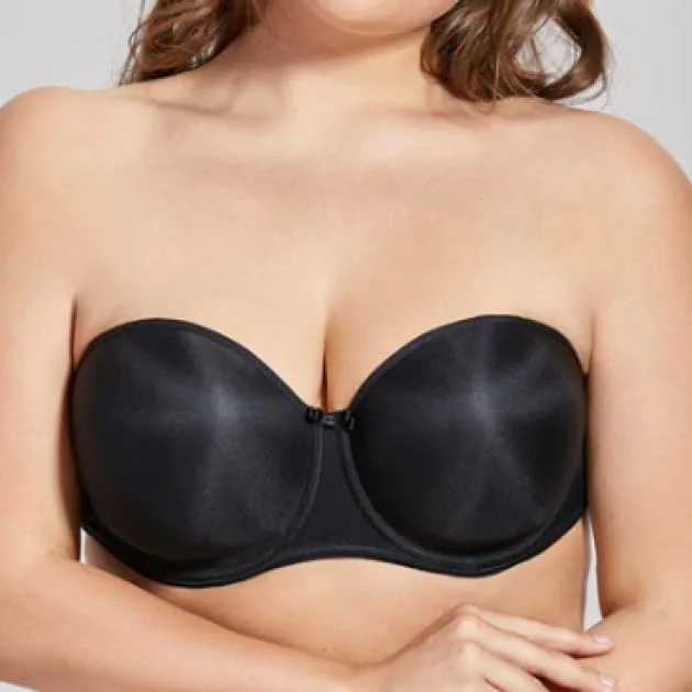 plus-size sticky bra for dressesFull Figure Seamless Lined Multiway Black Strapless Bra