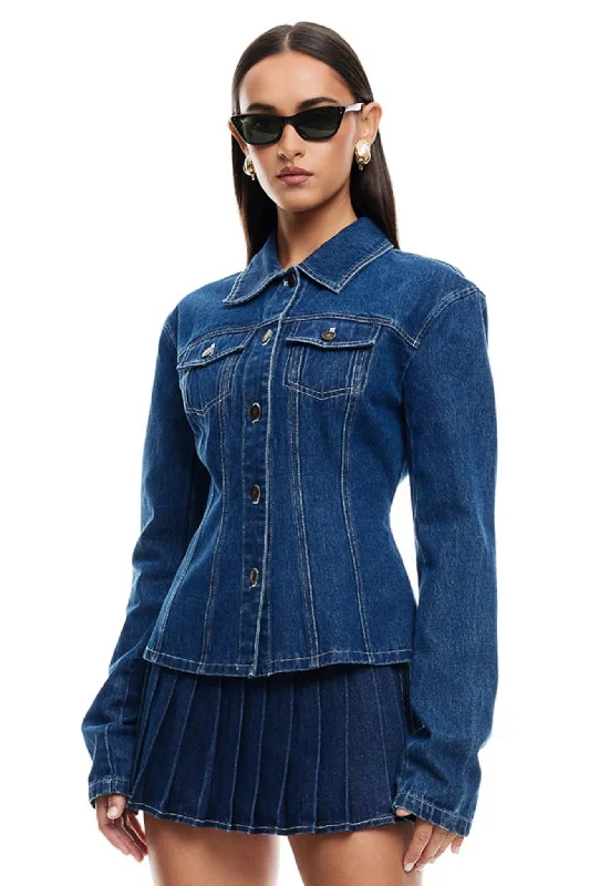 Women's Long CoatsLIONESS Rider Denim Jacket Blue