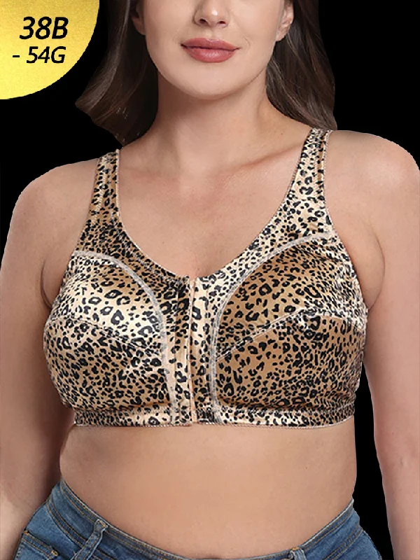 plus-size minimizer underwire braPlus Size Pattern Print Front Closure Wirefree Bra