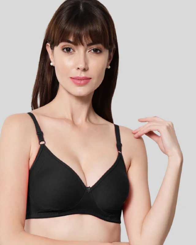 wireless bra with molded cupsBEWILD's Cotton Brassiere | Non-Padded | Non-Wired | Full Coverage | Shaper Panel with Side Support Regular Bra