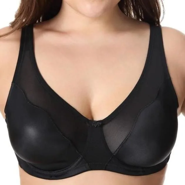 sleep bra for comfortV Neck Full Cover Non-Padded Black Bra