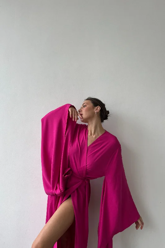 women's pajamas for winter warmthBreeze Fuchsia Kimono Robe