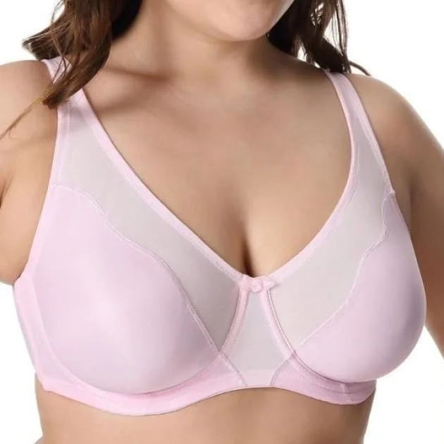 seamless bra with mesh lining for breathabilityV Neck Full Cover Non-Padded MistyRose Bra