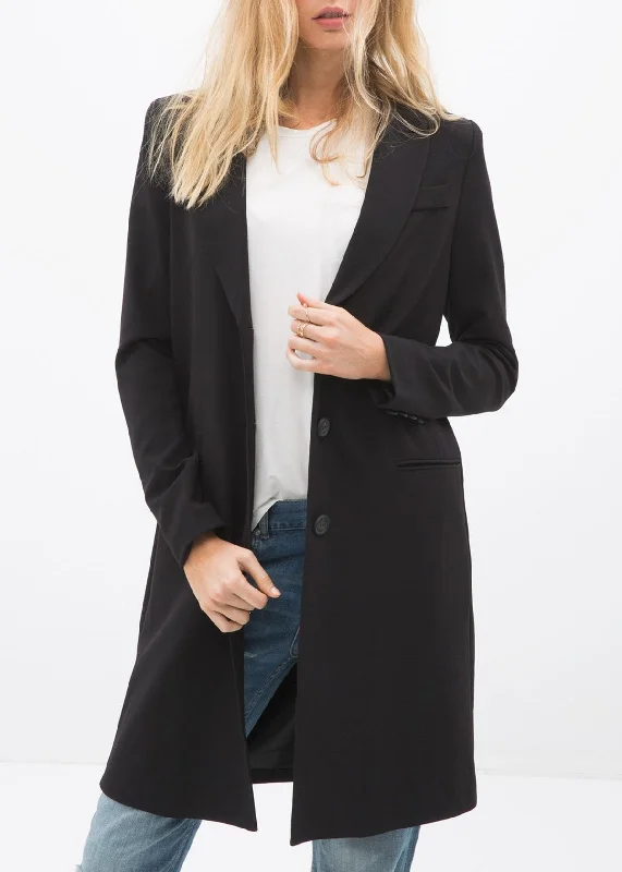 Women's Coats with Fur Trimmed HoodWomen's Notch Lapel Longline Button Front Jacket