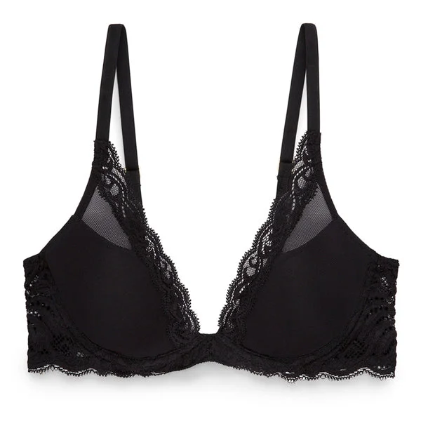 seamless bralette for layeringNatori Feathers Contour Plunge Bra, Black