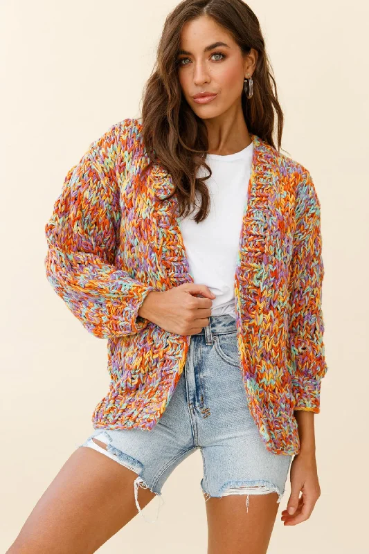 Women's Zip-Up CoatsSanta Ana Chunky Knit Cardigan Funfetti