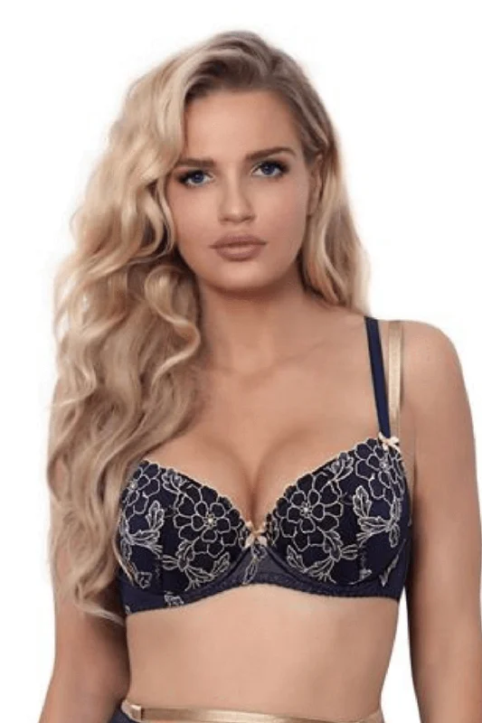 wireless bra with ruched sides for slimmingAxami 9421 Blue Lagoon Push-up Bra