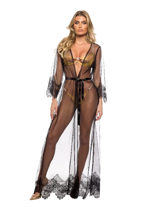 strapless bra with silicone stripsRoma Confidential Daydream Maxi Robe Eyelash Lace Sheer Mesh Black