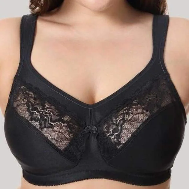 lace overlay convertible braFull Figure Wire Free Black Minimizer