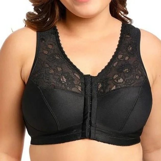 seamless nursing bra with easy-access clipsFull Figure Lace Black Racerback Bra