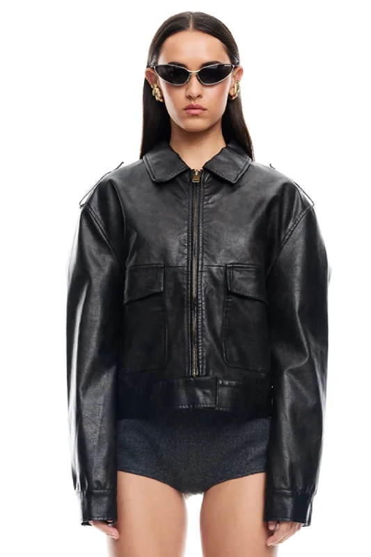 Women's Coats with PocketsLIONESS Eighties Bomber Washed Onyx